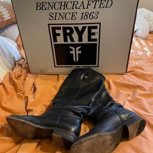 Frye Melissa Button Leather Riding Boots - Black
